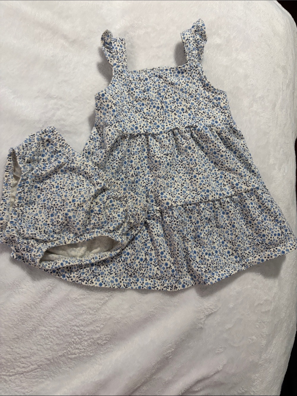 Blue Floral Sundress with Matching Diaper Cover - Baby Girls
